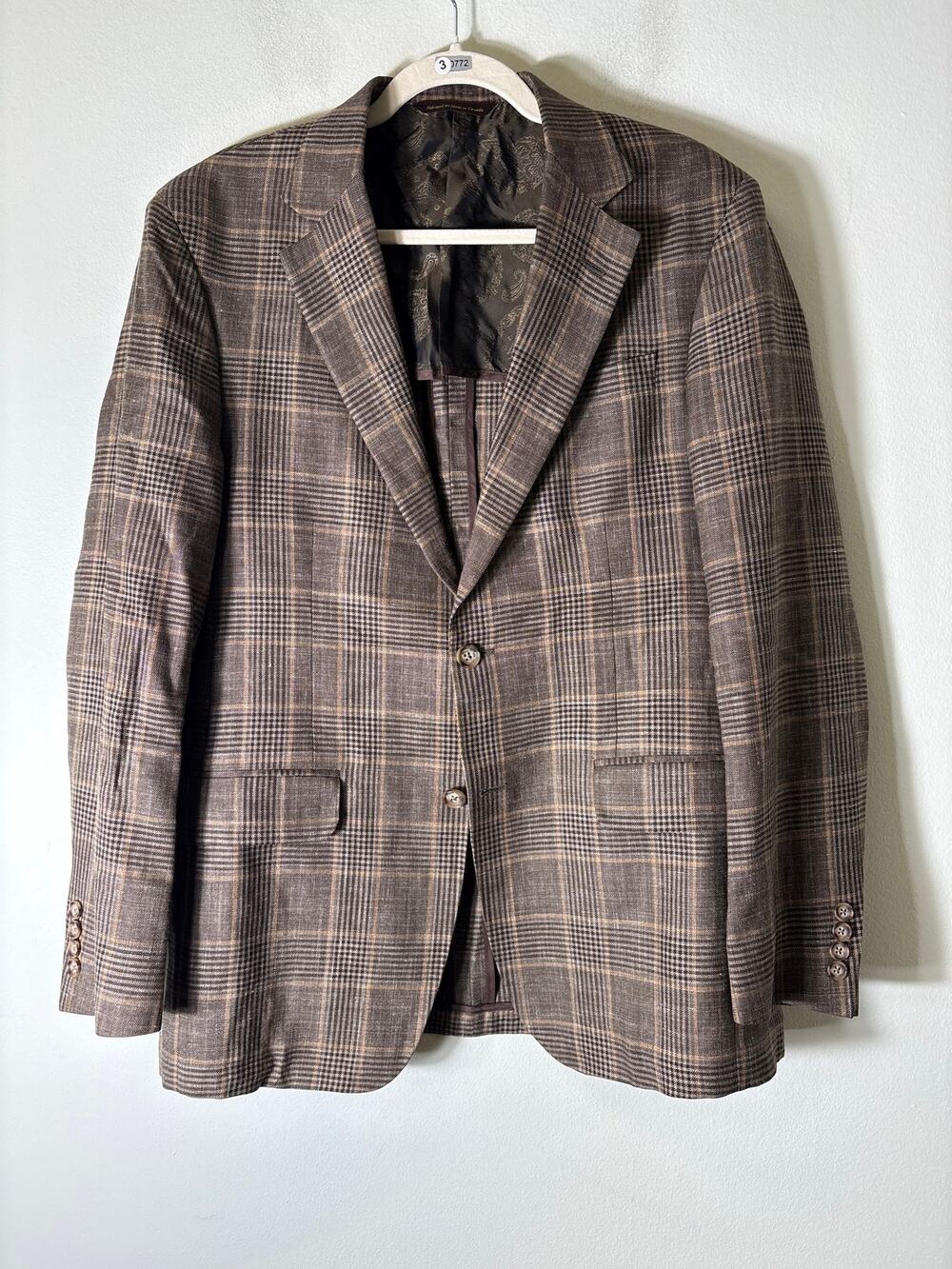 Robert Talbott Brown Plaid Long Sleeve Coat 40R